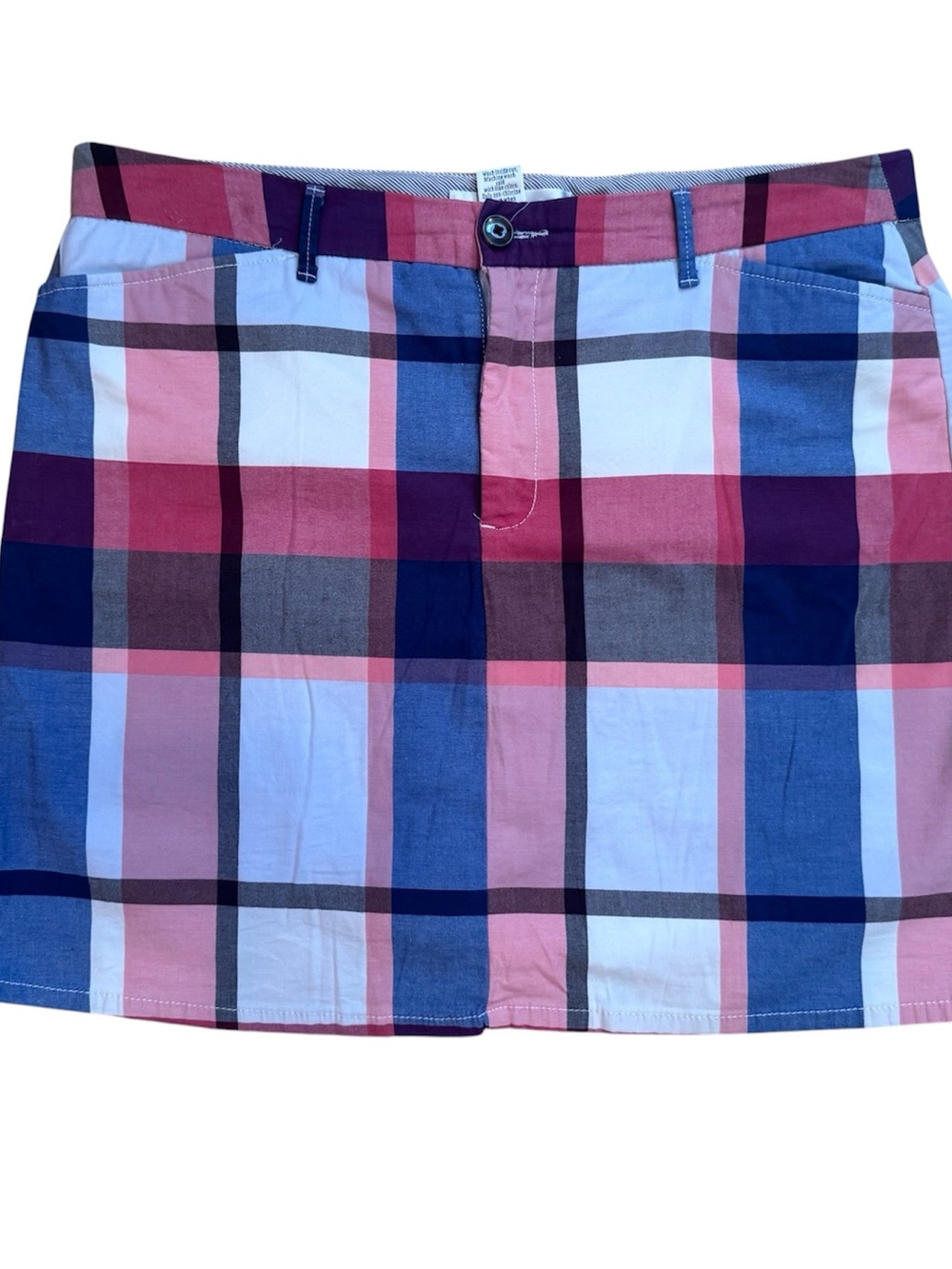 Croft & Barrow Plaid Stretch Skort Red White Blue Size 16 Summer